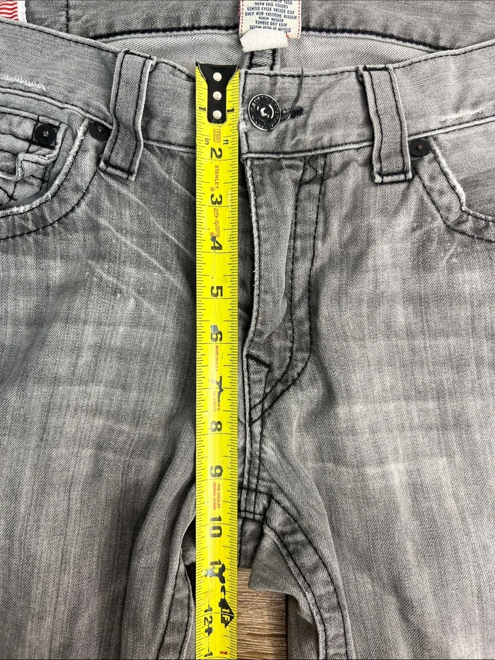 True Religion Ricky Straight Leg Jeans Men’s 34 Gray Wash Made in USA Y2K Denim